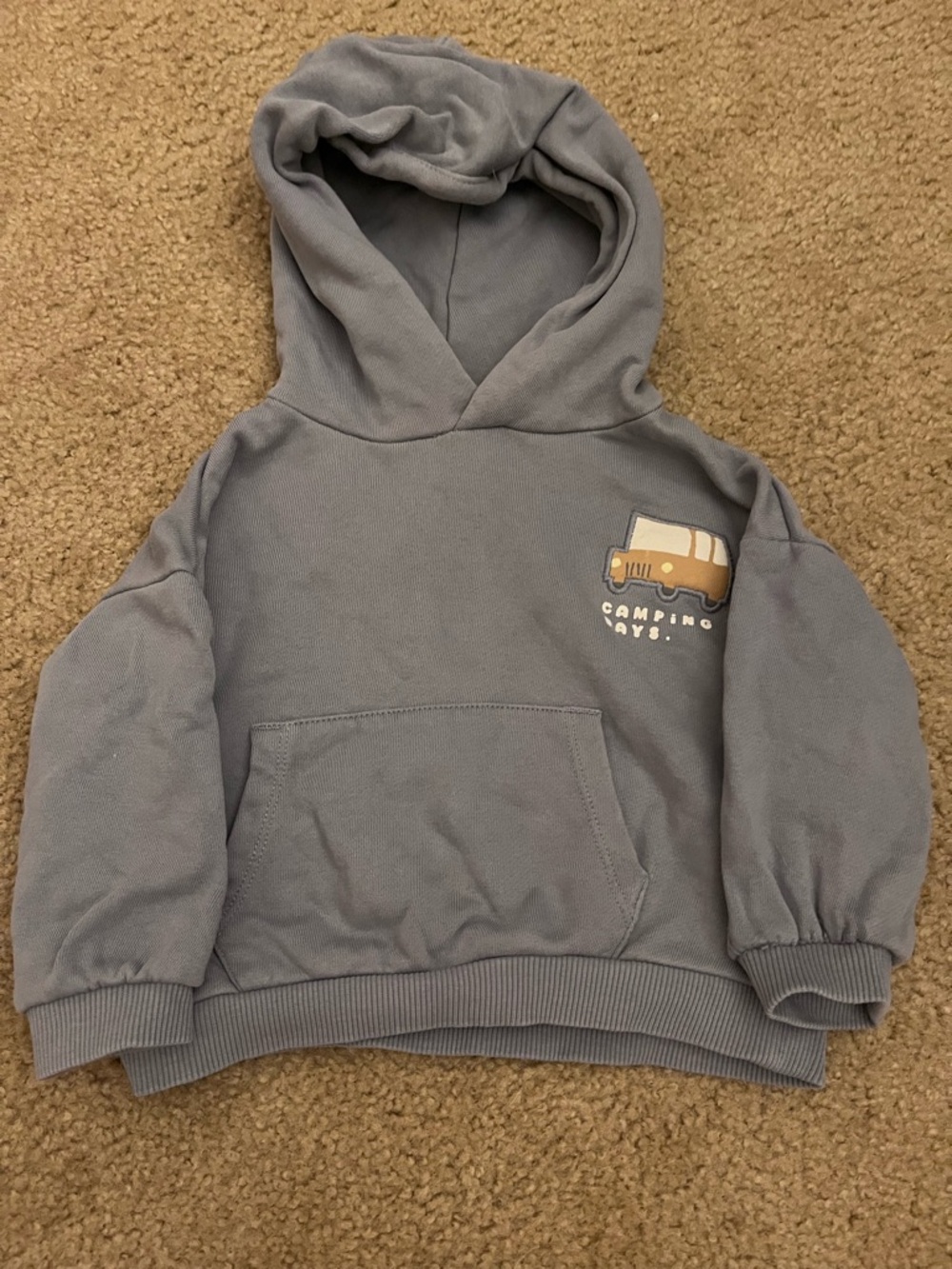 Mango Kids Hooded Sweatshirt - Light Blue with Camper Graphic